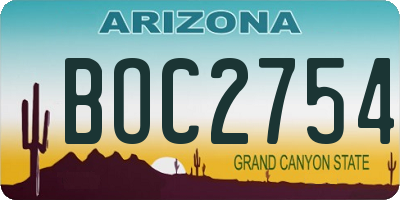 AZ license plate BOC2754