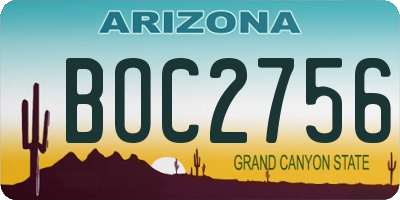 AZ license plate BOC2756