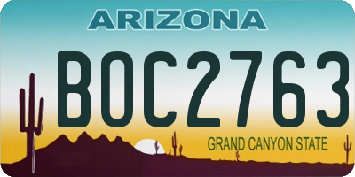 AZ license plate BOC2763