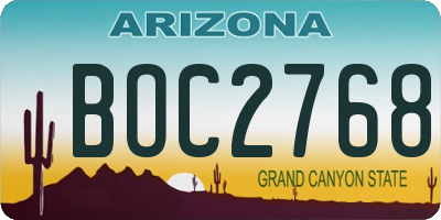 AZ license plate BOC2768