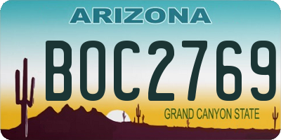 AZ license plate BOC2769