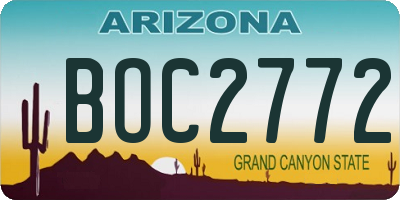 AZ license plate BOC2772