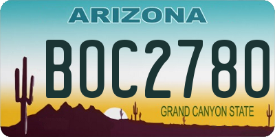 AZ license plate BOC2780