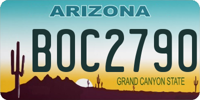 AZ license plate BOC2790