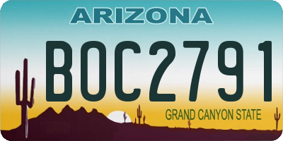AZ license plate BOC2791
