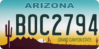 AZ license plate BOC2794