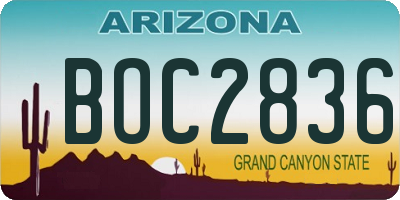 AZ license plate BOC2836