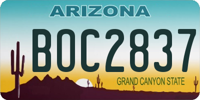 AZ license plate BOC2837