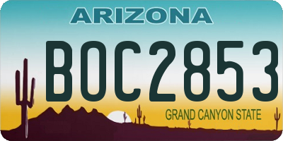 AZ license plate BOC2853