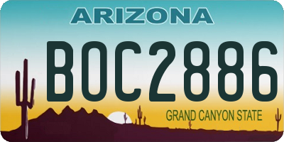 AZ license plate BOC2886