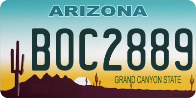 AZ license plate BOC2889