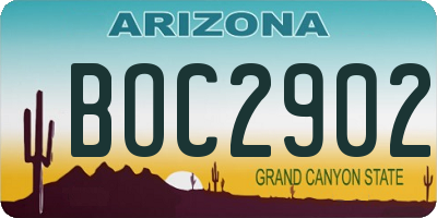 AZ license plate BOC2902