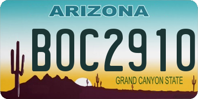 AZ license plate BOC2910