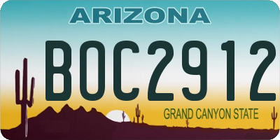 AZ license plate BOC2912