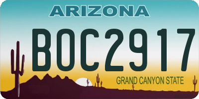 AZ license plate BOC2917