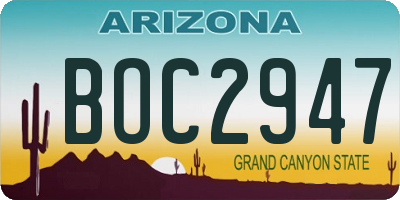 AZ license plate BOC2947
