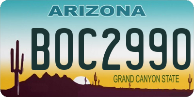 AZ license plate BOC2990