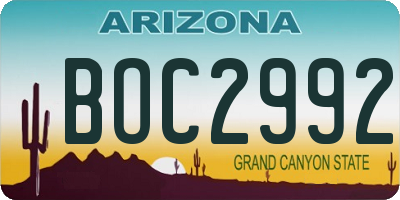 AZ license plate BOC2992