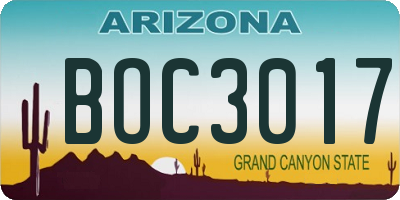 AZ license plate BOC3017