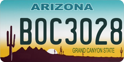 AZ license plate BOC3028
