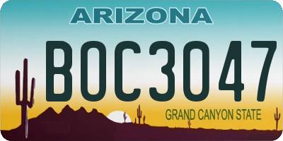 AZ license plate BOC3047