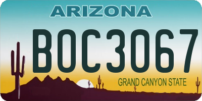 AZ license plate BOC3067