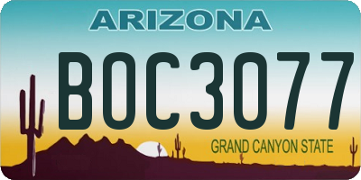 AZ license plate BOC3077