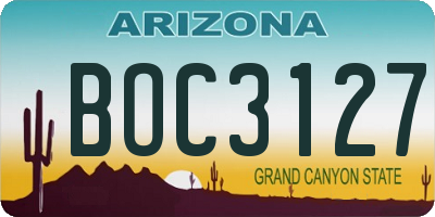 AZ license plate BOC3127