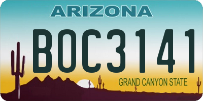 AZ license plate BOC3141
