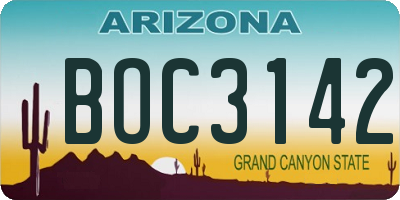 AZ license plate BOC3142