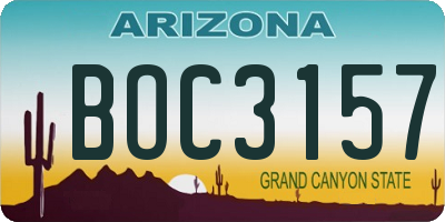 AZ license plate BOC3157