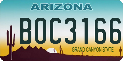 AZ license plate BOC3166