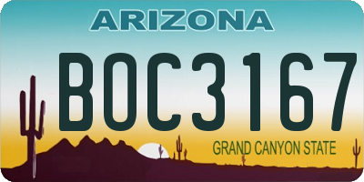 AZ license plate BOC3167
