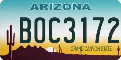 AZ license plate BOC3172