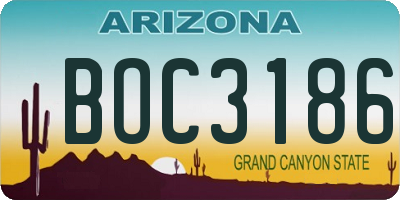 AZ license plate BOC3186