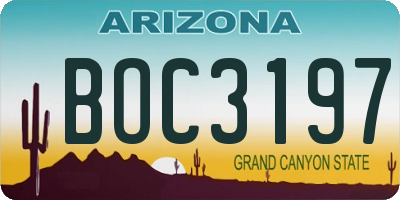 AZ license plate BOC3197