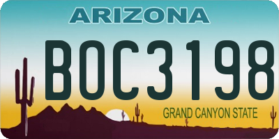 AZ license plate BOC3198