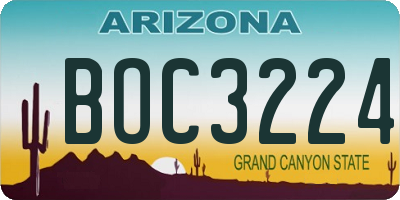 AZ license plate BOC3224