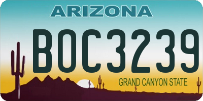 AZ license plate BOC3239