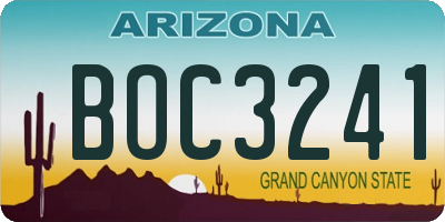 AZ license plate BOC3241