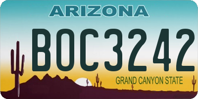 AZ license plate BOC3242