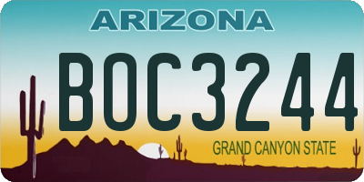AZ license plate BOC3244