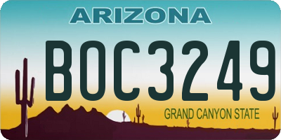 AZ license plate BOC3249