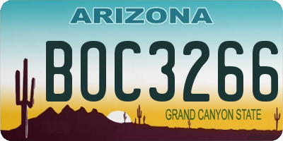 AZ license plate BOC3266