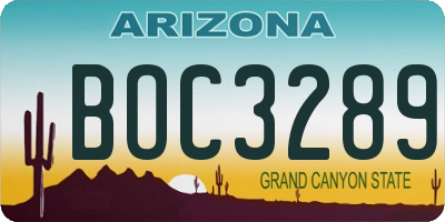 AZ license plate BOC3289