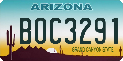AZ license plate BOC3291