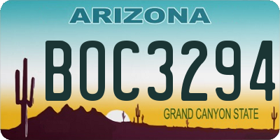 AZ license plate BOC3294