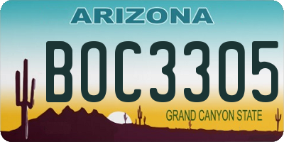 AZ license plate BOC3305