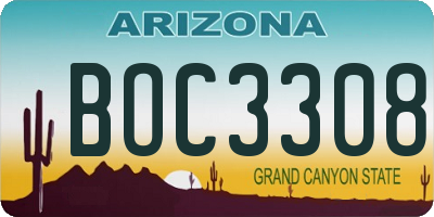 AZ license plate BOC3308