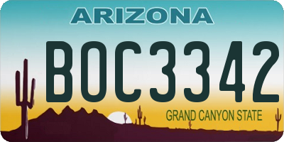 AZ license plate BOC3342